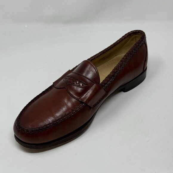 Allen Edmonds Newcastle Loafers Mens 11.5 D Brown Leather Weave Slip On Dress main image 4
